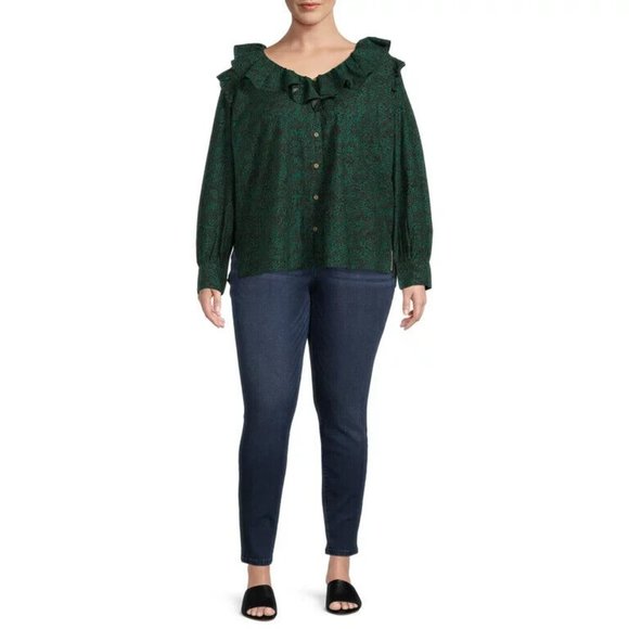 Terra and Sky Women's Plus Size Long Sleeve Ruffle Top Size 2X - Picture 1 of 4